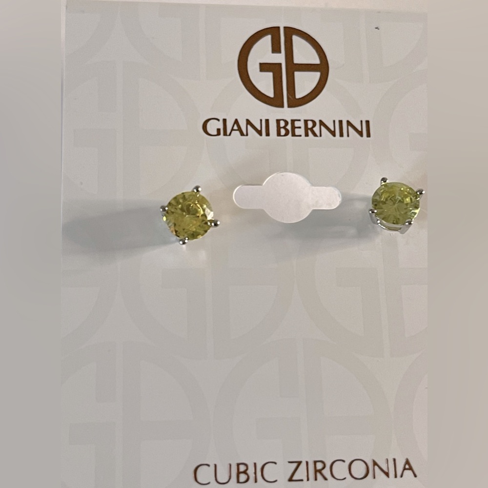 New Giani Bernini Cubic Zirconia Sterling Silver Earrings Stud Pierced